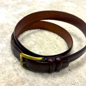 Metropolitan View Men’s Hand Burnished Brown Leather Belt Gold Buckle Size 36